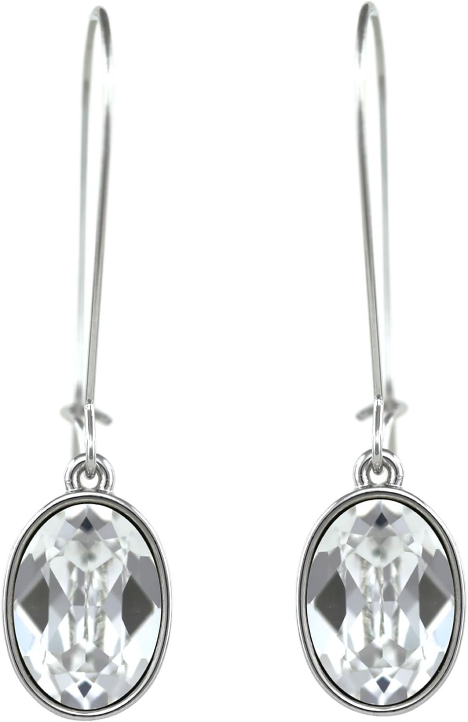 CP Oval Puzzle Clear Crystal Rhodium Plated Earrings Made with Swarovski Crystals