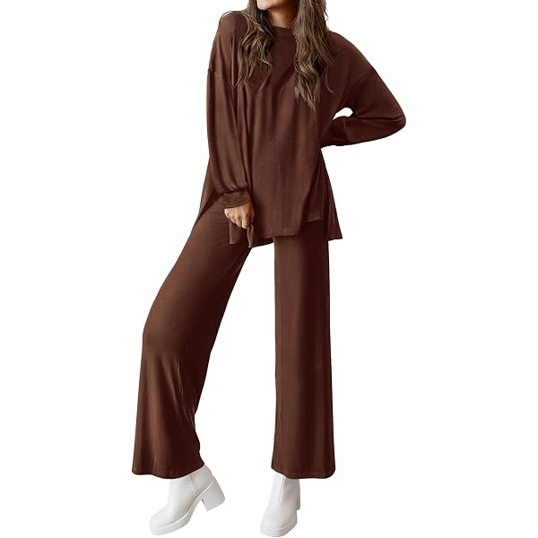 RITERA Conjuntos De 2 Piezas Para Mujer, Talla Grande, Conjuntos De Descanso De Punto Gofre, Pantalones De Pierna Ancha, Conjunto De Pijama, Tallas XL-5XL, Negro