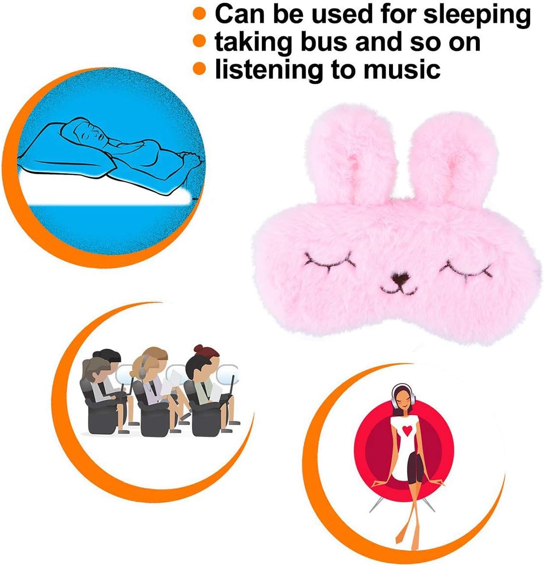 Ulife Mall Funny Easter Bunny Sleep Eye Mask Fluffy Plush Blindfold for Sleeping Travel Eye Mask with Adjustable Elastic Band Sleeping Masks Eye Cover for Children Girls Boys Women Pink - Image 5