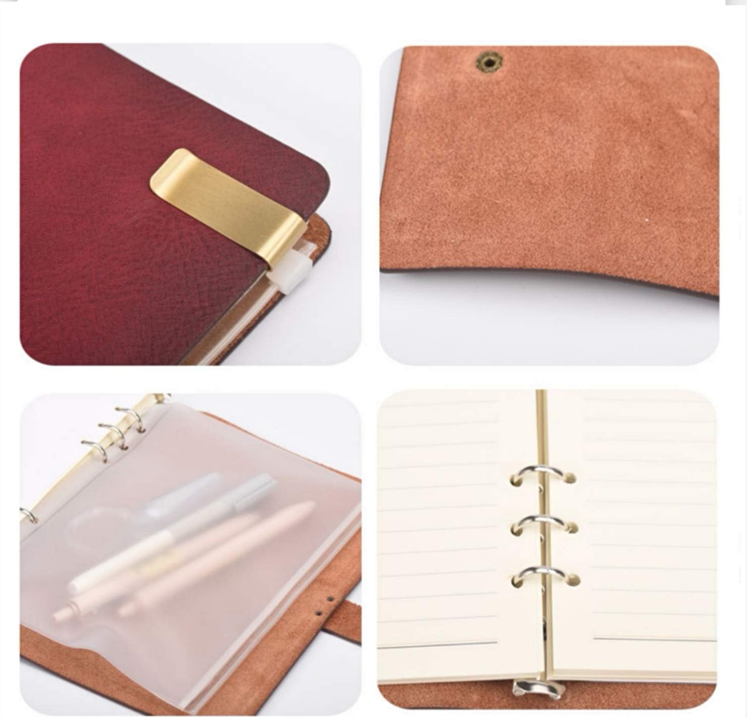 WONDERPOOL A5 Leather Diary Lined Paper Notebook & Pen - Image 4