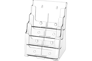 FUCDTEFC Acrylic Brochure Holder 8.5x11 & 4 x9 Inches, Clear 4 Tier Magazine Holder Brochure Display Stand w Removable Divider, Literature Pamphlet Flyer Holder for Wall Mount or Countertop