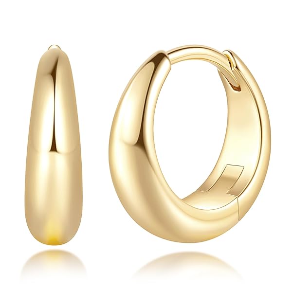 DEGERDE GOLD HOOP EARRINGS FOR WOMEN 14K GOLD EARRINGS FOR WOMEN HOOPS EARRING FOR WOMENS HYPOALLERGENIC LIGHTWEIGHT GOLD HOOP EARRINGS 13/18/22MM