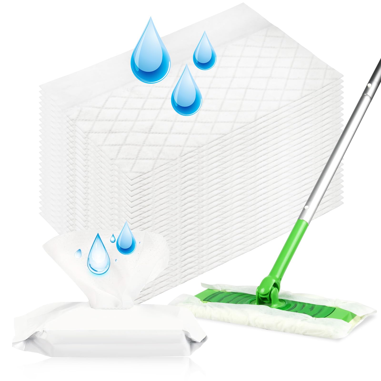 Photo 1 of 24 Count Unscented Upgraded Wet Mop Refills for Swiffer Sweeper Wet Pads, One Piece Cleans One Room, Wet Mopping Cloths for Swiffer Wet Pads Refill, Mop is Not Include