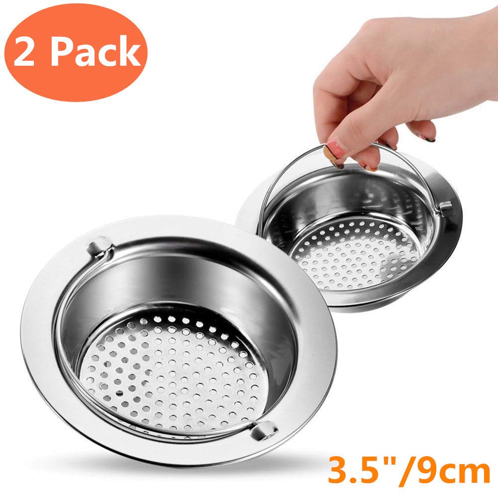 2 Pack Kitchen Sink Strainer 9cm 3 5 Drain Plugs Hair Stopper Stainless Steel Bathroom Strainer Shower Tub Drain Hair Catcher Mesh Basket Food Catcher Sink Drain Cover Prevent Clogged Drains Buy Online In