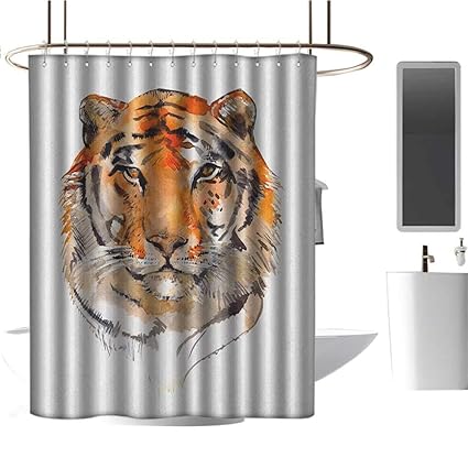 Amazon Com Qenuan Shower Curtain Liner Resistant Tiger Feline