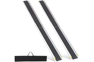 BOUPOWER 7FT Wheelchair Ramp for Steps, Portable Ramps for Wheelchairs Home, Telescoping Non-Skid Surface Wheelchair Ramp, 600lbs Capacity, 3 to 7 FT Adjustable Aluminum Ramp with Storage Bag