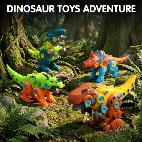 Dreamon Dinosaur Toy Child Boy 3 4 5 7 8 Years Old with Storage Box Electric Drill DIY Construction Puzzle Toy Gift for Boys Girls