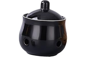 Leefasy Garlic Keeper Ceramic Container Keep Your Garlic Cloves Fresh Ventilated for Countertop Ginger Saver for Countertop K