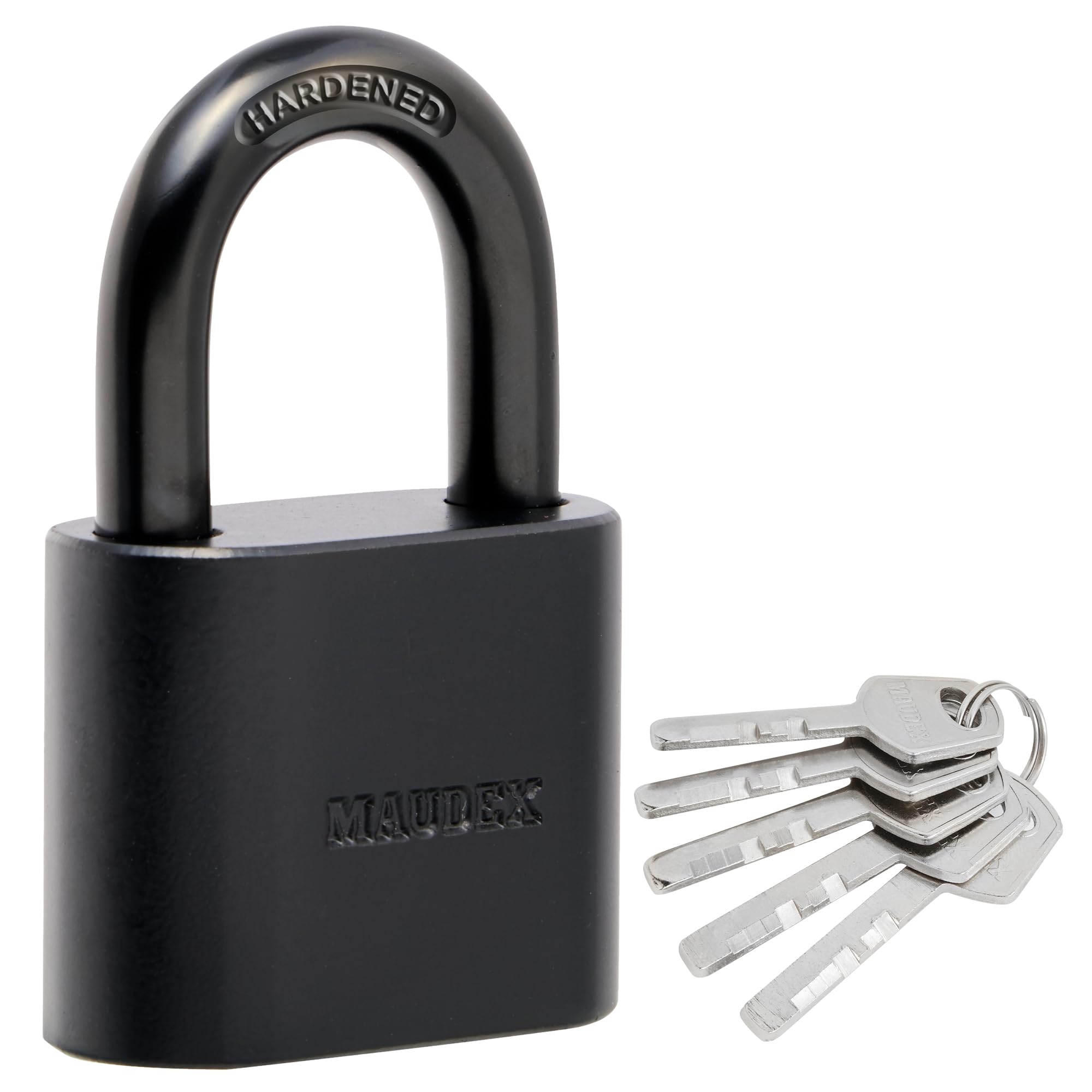 Maudex® PBK40 Padlock - All-Weather Protection with 5 Keys, Brass Cylinder, Weather-Resistant Coating for Outdoor Shed, Gate, Storage & More