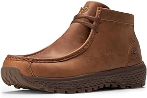 SUREWAY Men's Chukka Boots,Fashion and Comfort Driving Shoes,Lightweight Durability Leather Moc Toe Work Boots