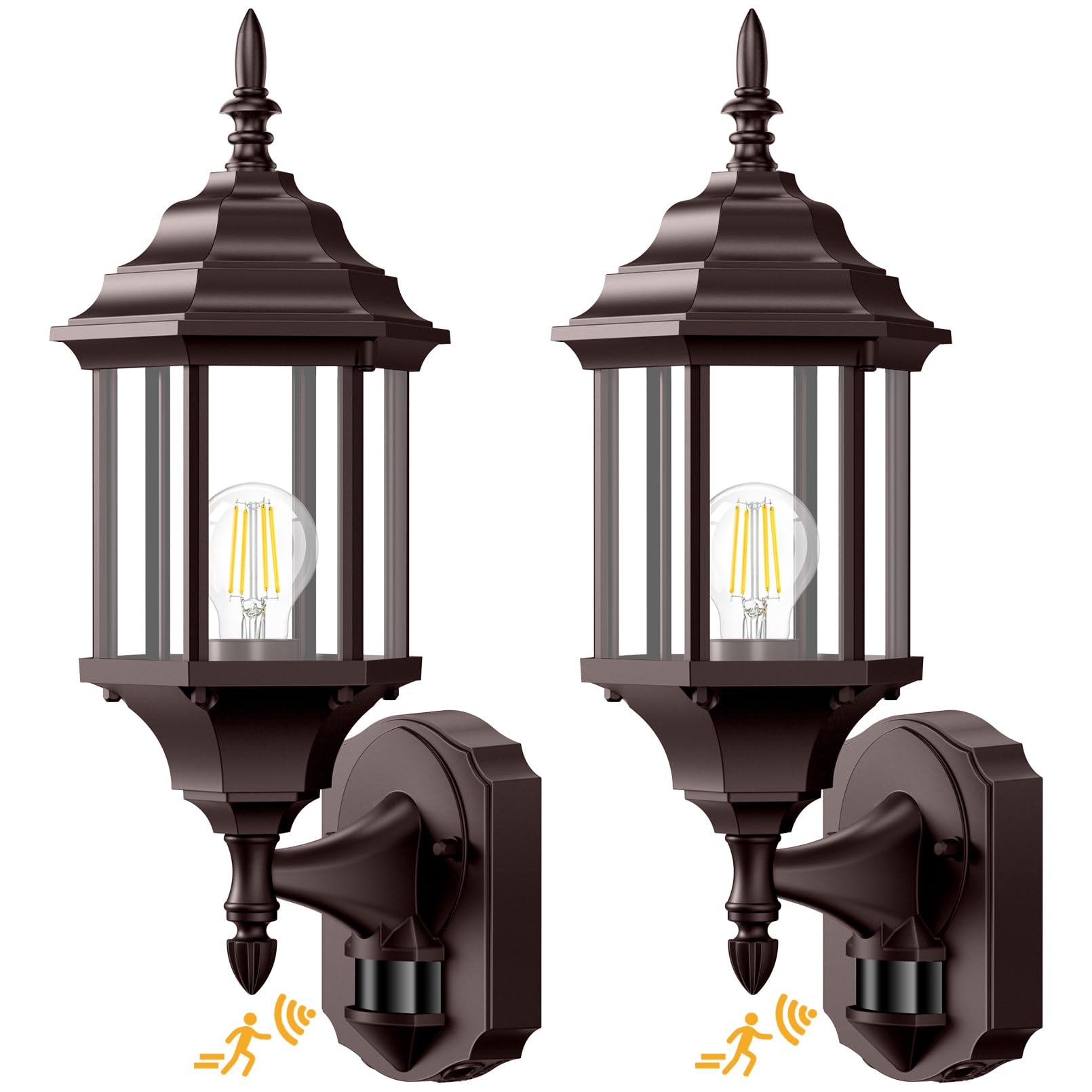 Photo 1 of Redluck Motion Sensor Outdoor Lights, 2 Pack 16 inch Dusk to Dawn Outside Porch Lights, Waterproof Anti-Rust Outdoor Wall Lights Exterior Lighting Fixtures for House, Front Door, Brown
