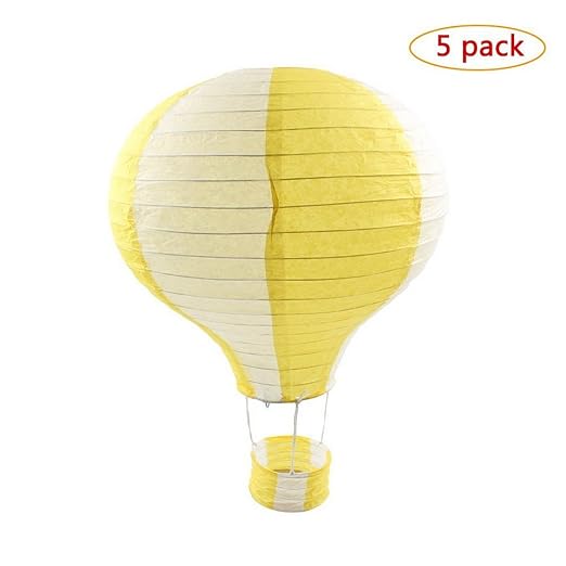 Party Supplies - Lot Hot Air Balloon Paper Lantern Decoration Pom Poms Pompoms Decoration Wedding Birthday Party Nursery Decoration Parties Favor Party Decor 5Pcs12inch Yellow