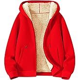 CUKOLSXA Women's Zip Up Fleece Hoodie Jackets Winter Warm Sherpa Lined Long Sleeve Oversized Sweatshirts Coat Outerwear