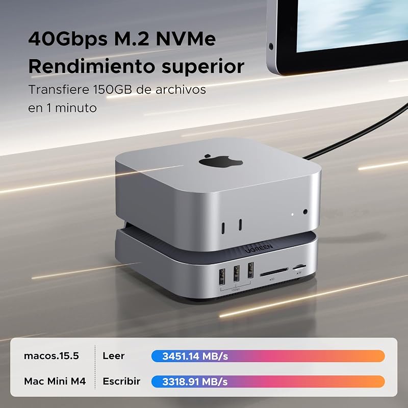 USB4.0 40Gbps Docking Station Compatible con Mac Mini M4 y M4 Pro
