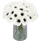IPOPU White Poppy Flowers Artificial 20PCS Real Touch Faux Poppies with Stems 19.4" PU Fake Flower Arrangements for Wedding Centerpieces Bridal Shower Bouquets Home Table Garden Party Decor(White)