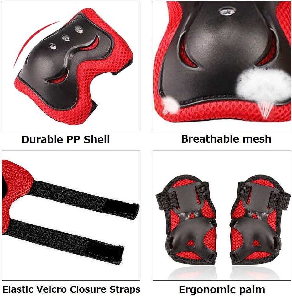 Uggkin Kids Protective Gear Set Knee Pads Elbow Pads Wrist Guards 3 in 1 Safety Pads Set for Kids for Cycling Skating Rollerblading Skateboard Scooter : Sports & Outdoors