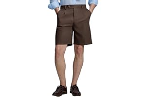 Susclude Mens Pleated Dress Shorts Old Money Classic Fit 8'' Golf Casual Elastic Waist Chino Vintage Shorts