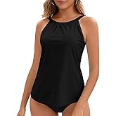 WOWENY High Neck Tankini Tops for Women Halter Flowy Sleeveless Bathing Suits Modest Swimsuit Top No Bottom