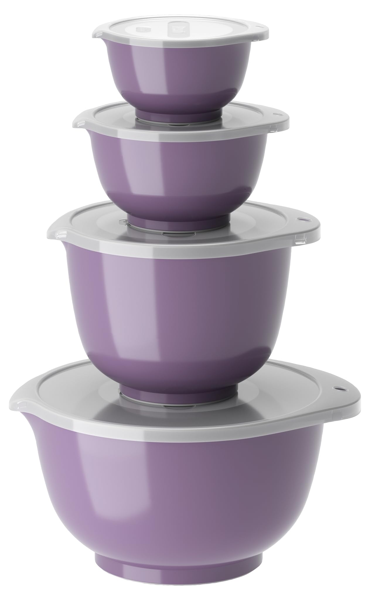 Rosti Margrethe Set of 4 Plastic Mixing Bowls - 4 Lids Included - Airtight Salad Bowls - Airtight Salad Bowls - 0.25 Litre, 0.5 Litre, 1.5 Litre and 3 Litre, Lava, de