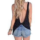 Famulily Women's Sexy Sleeveless Open Back Shirt Knotted Tank Top