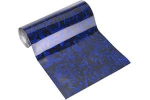 HARFINGTON Carbon Fiber Vinyl Wrap 12" x 1.6ft PET Forged Self-Adhesive Car Sticker Waterproof Wrap Roll for DIY Decor Automotive Exterior Protection, Blue