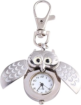 Amazon Co Jp Ibasenice フクロウ懐中時計フリップオープンキーホルダー時計ペンダント飾り学校ハンドバッグ屋外用品 ホーム キッチン