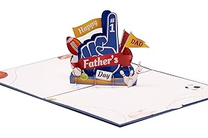 KOVSPO Happy Father’s Day 3D Pop Up Greeting Card for Dad, Fathers Day Ball Sports Card fom Daughter and Son, Card Gift for Best Dad with Envelope and Note