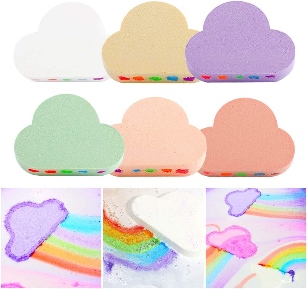 6 Bath Bombs Gift Set, Rich in Essential Oil, Shea Butter, Rosehip Oil, Coconut Oil, Aloe Oil, Jojoba Oil, Grape Seed Oil, Moisturizing Dry Skin, Perfect for Women Girls Kids Bubble & Spa Bath