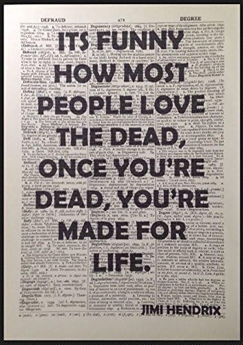 Jimi Hendrix Quote Vintage Dictionary Page Wall Art Print Picture Funny Dead