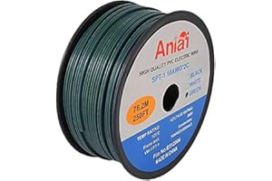 Aniai SPT-1 18/2 Low Voltage Landscape Lighting Copper Wire - 250 Feet Green 18 Gauge 2 Conductor - Outdoor Direct Burial