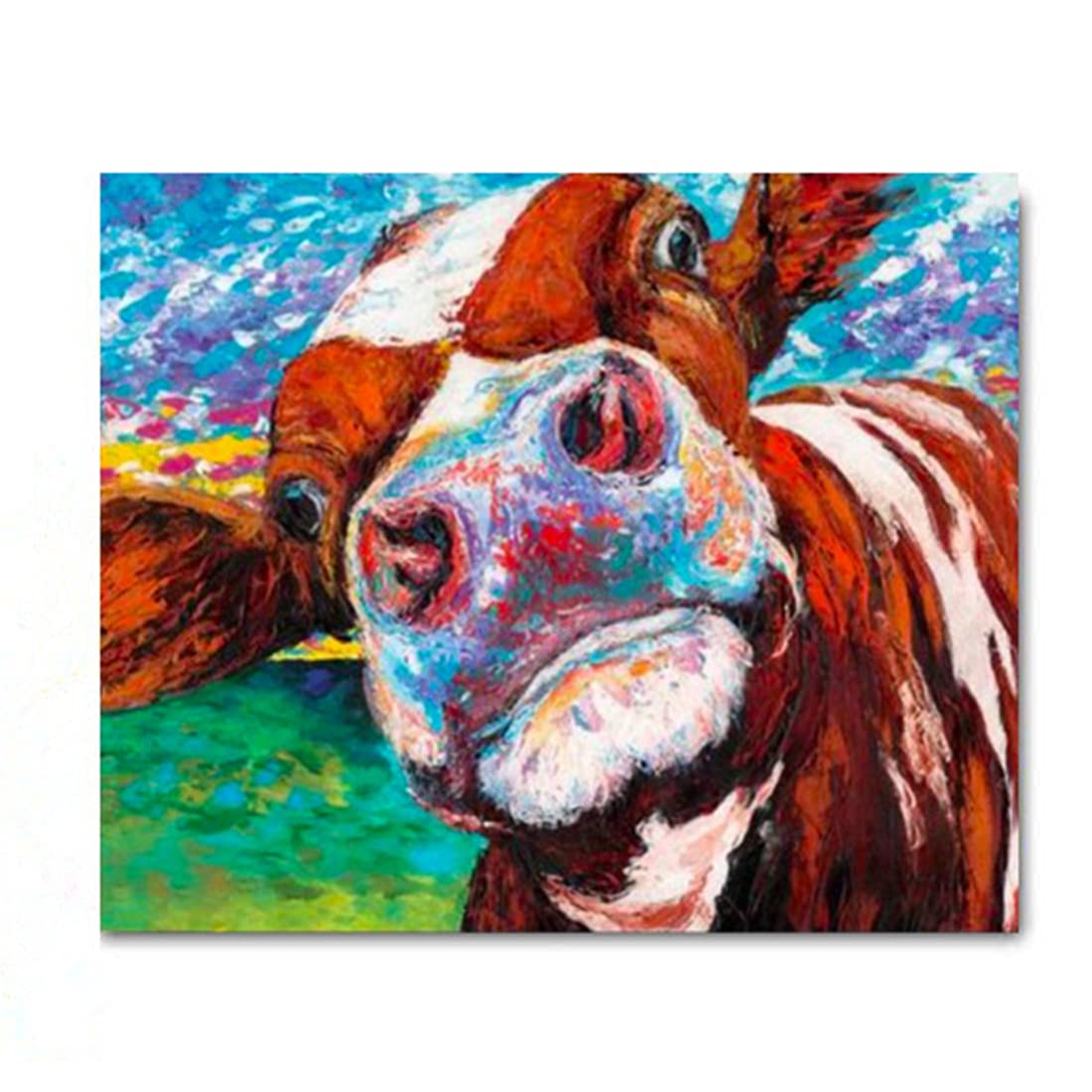 Cow Painting by Number, DIY Oil Painting Kit for Beginner, Best Gift for Friends and Framily, 16X20 Inch (Frameless)