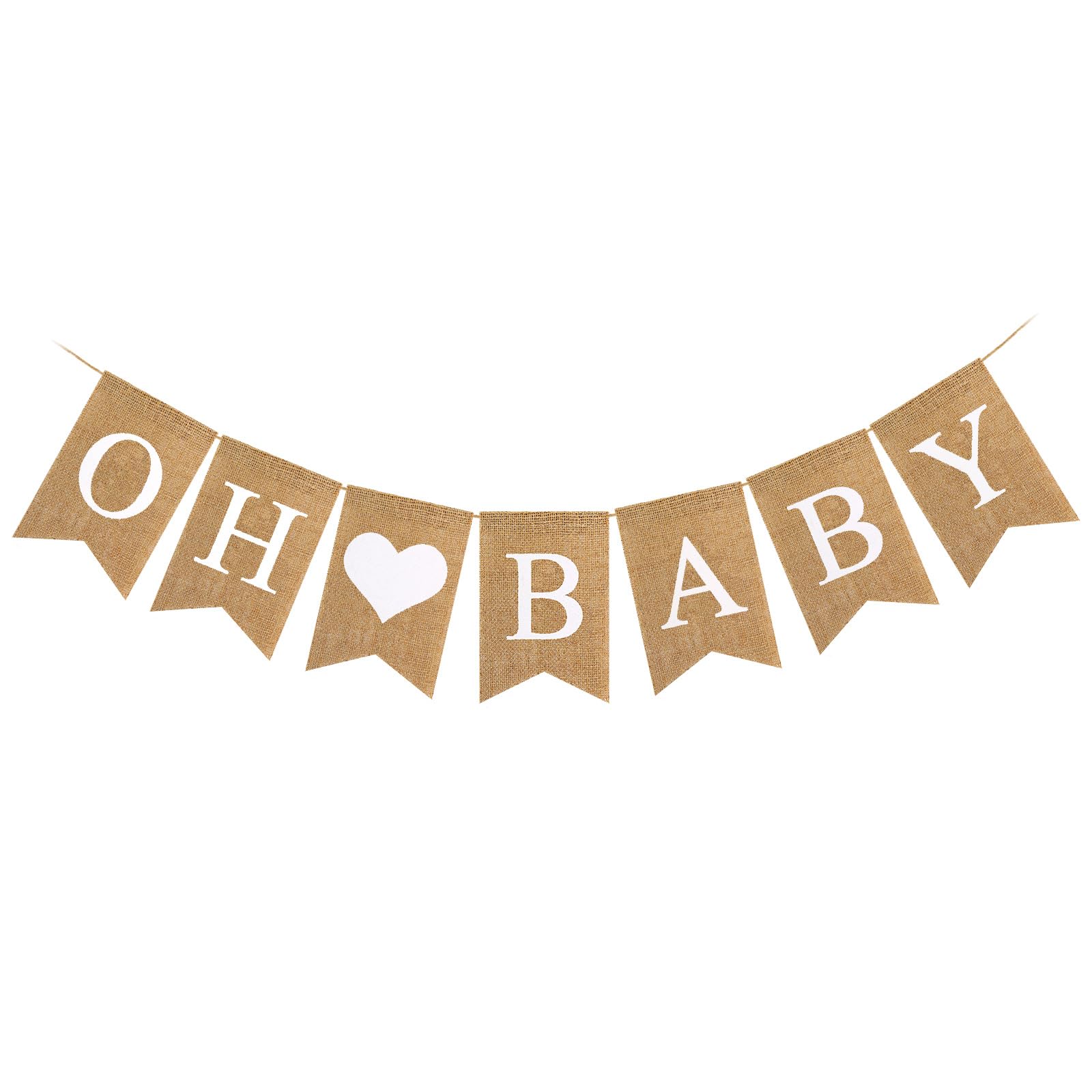Photo 1 of Baby Burlap Banner, Pre-strung Banner for Baby Shower Decorations, oh Baby Sign for Backdrop, Neutral Gender Reveal Party, Boy and Girl