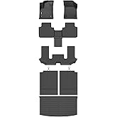 GINOWY-Floor Mats & Cargo Liner Set for 2018-2025 Volkswagen VW Atlas, 6 Passenger, TPE All Weather Car Mats Floor Liners for VW Atlas 6 Seater Waterproof Cargo Trunk Mat Accessories Mats