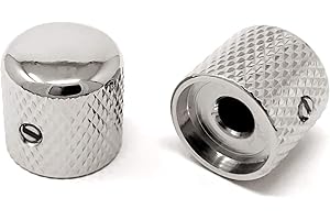 Vintage Forge Nickel Metal Dome Knobs for Fender Telecaster Guitar and Precision P-Bass (Set of 2) 1/4 Inch Solid Shaft DK50US-NK