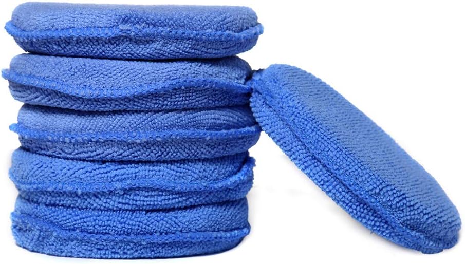 WildAuto - Microfiber Wax Applicator - Car Foam Wax Sponge Applicator Pads - Blue (10 PCS) (blu, 6 pcs)