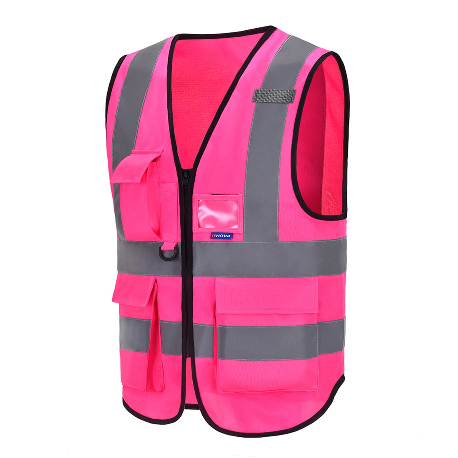 Pink hi vis with Pockets Small high viz Class 2 hi vis Zipper Front High Visibility Vest Hi Vis Executive Vest Waistcoat with Phone & ID Pockets — image 1