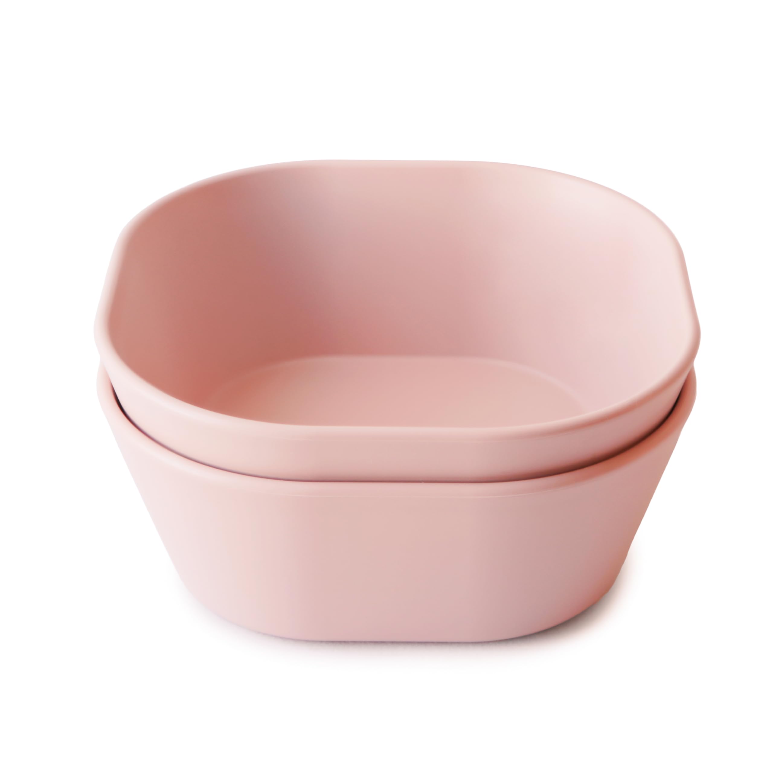 Mushie Dinnerware Bowls for Kids | Tableware Set of 2 Square Bowls | Reusable BPA Free | Dishwasher & Microwave Safe | Made in Denmark (Blush)