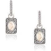 Montana West x Wrangler Natural Gemstone Dangle Hoop Earrings for Women Gold Plated