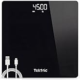 Digital Bathroom Scale for Body Weight - Rechargeable Weight Scale for People with LED Display, KG/LB, 400 lb Capacity, Step-On Technology, Highly Accurate