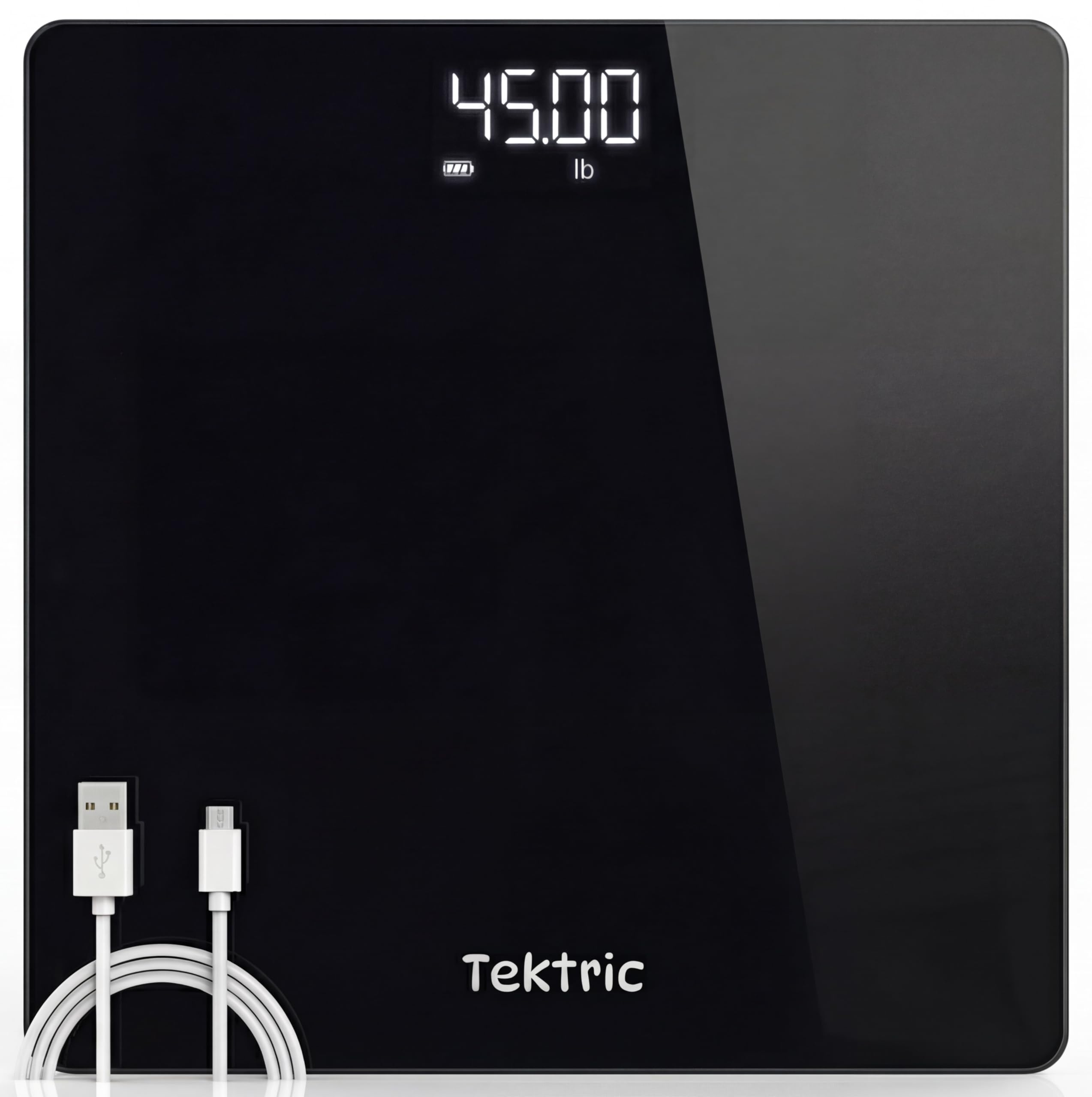 Digital Bathroom Scales for Body Weight, Rechargeable Weighing Scales in KG/LB, Weight Scales for People with LED Display, High Accuracy, Step-On Technology