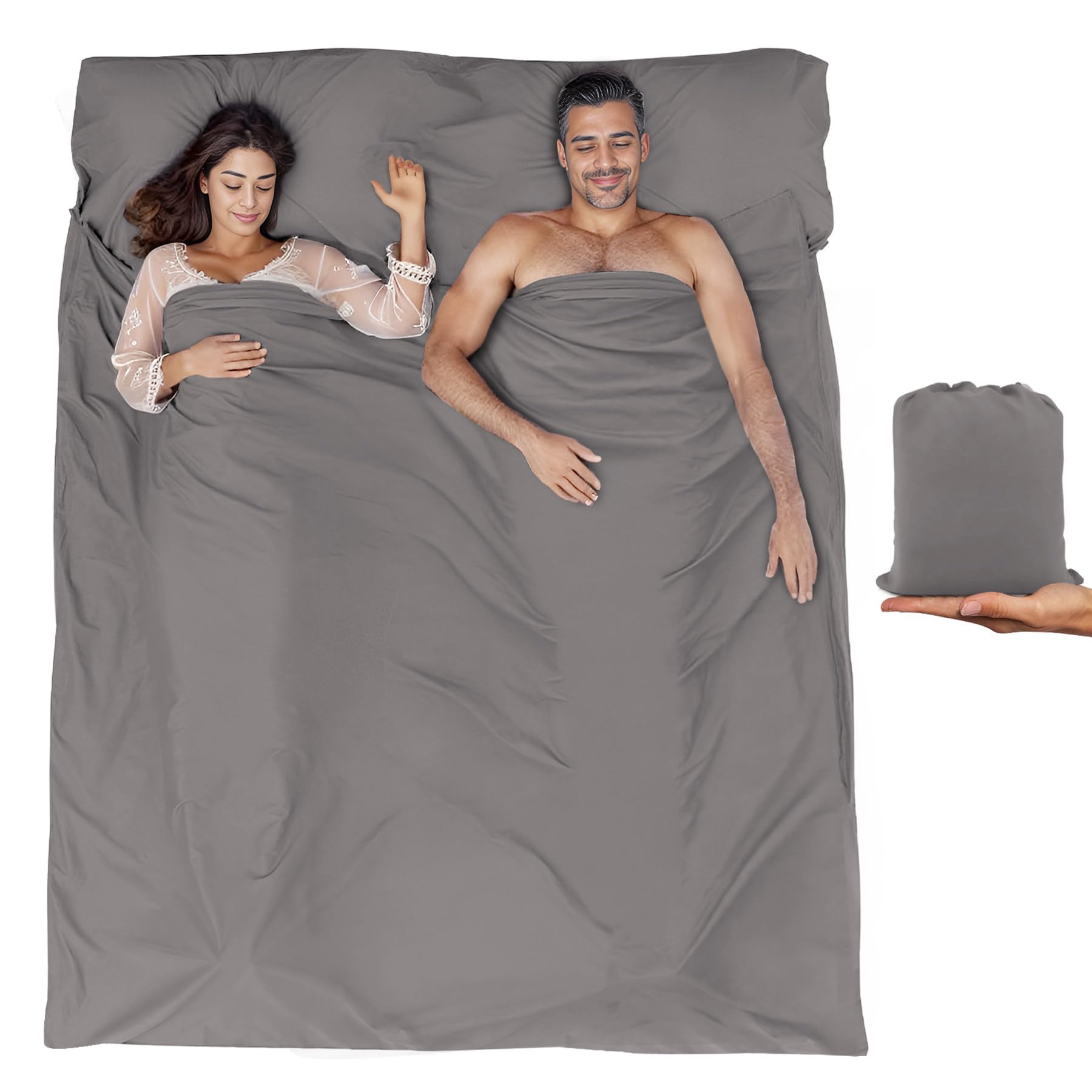 BREENHILL Double Sleeping Bag Liner,Camping Sheets & Travel Sheet, Hostels & Traveling Adult Sleep Sack for Backpacking, Hotels Lightweight Camping Sleeping Bag Liners — image 1