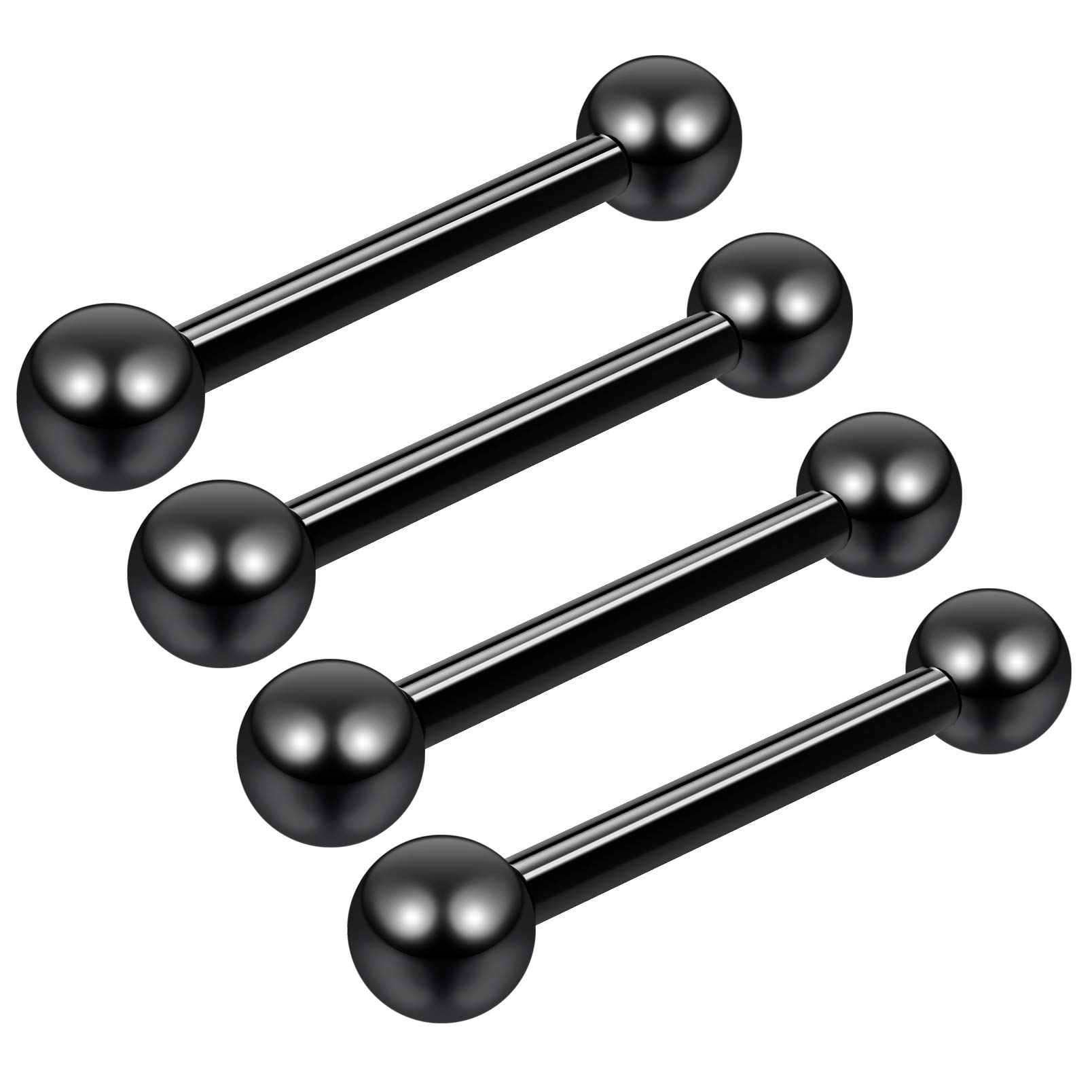 Bling Piercing 4pc 16g 1.2mm Earring Barbell Stud Earrings Black Anodized Cartilage Bar Triple Forward Helix 10mm Anti Tragus