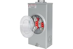 200 Amp Meter Socket 1 Phase 4 Jaw 600V 3 Wire Ringless Type with Horn Bypass and Meter Cover Plate, Suitable for Overhead or