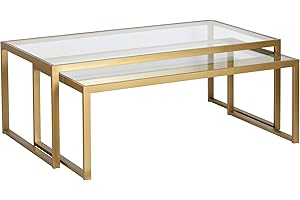 Henn&Hart Rectangular Nested Coffee Table in Brass, Modern coffee tables for living room, studio apartment essentials