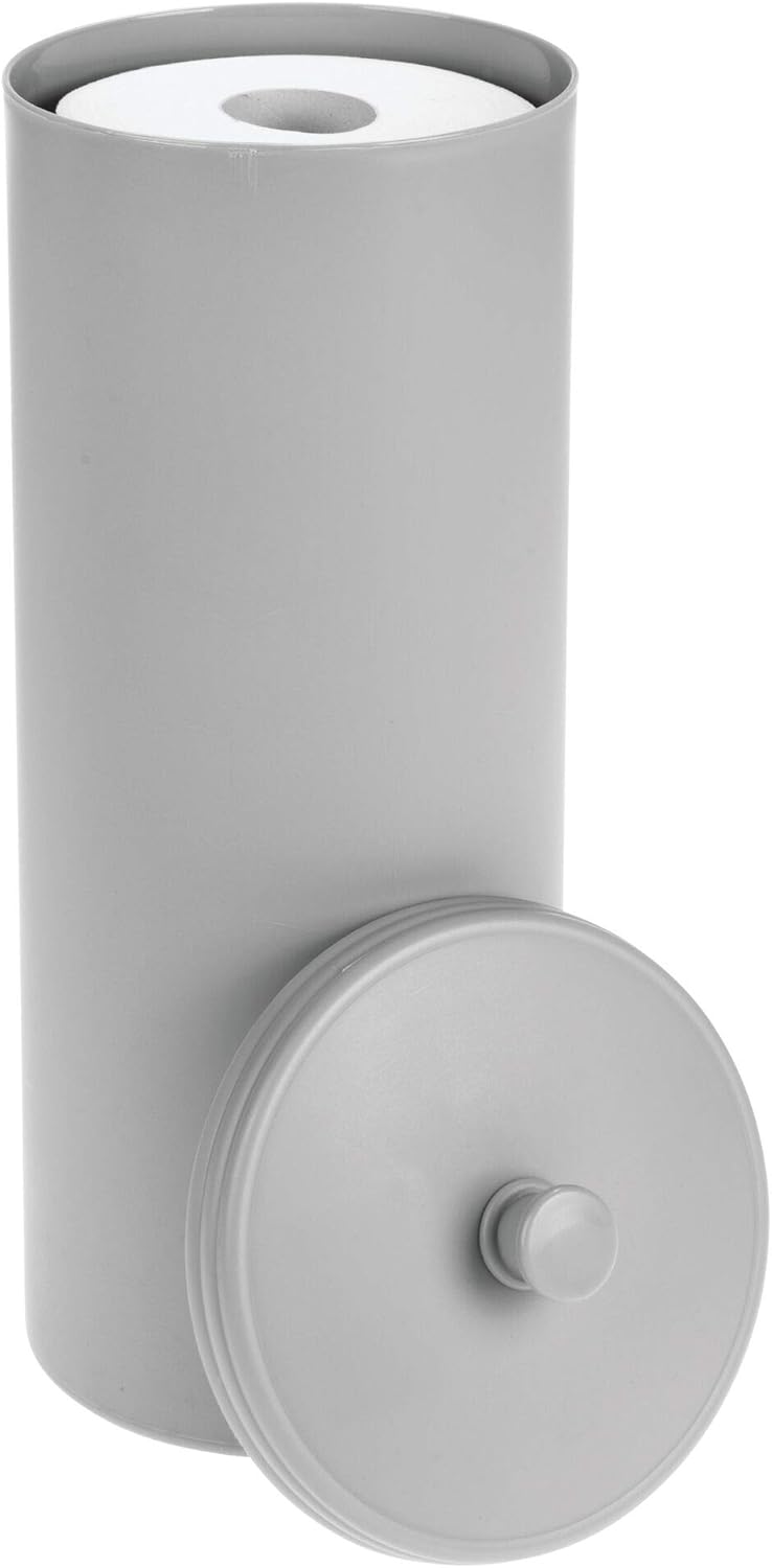 mDesign Plastic Free Standing Toilet Paper Holder Canister - Storage for 3 Extra Rolls of Toilet Tissue - for Bathroom/Powder Room - Holds Mega Rolls - Gray: Home & Kitchen