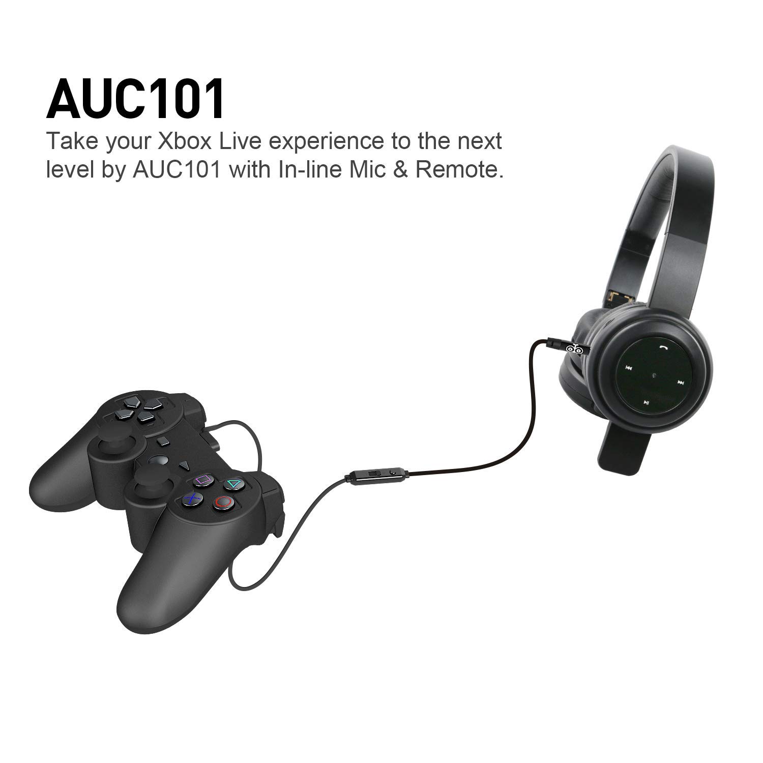 Jabees 3.5mm 3ft Aux Audio Cable with Mic and Volume Control │Connect Gaming Headphones/Headsets with Xbox/P4P │ Male to Male Replacement Cord for Music and Voice Streaming for Cellphone │ Black