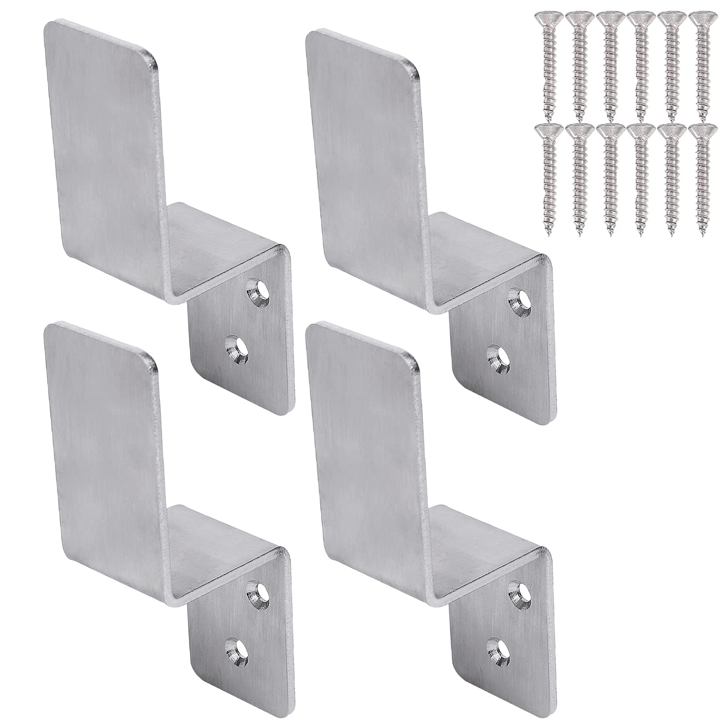 KSWLOR 2x4 Door Barricade Brackets|4PCS Heavy Duty Stainless Steel Drop Open Bar Security Door Lock Bracket Door Barricade Open Bar Holder Fits 2 by 4 Lumber,Security Z Bracket for Barn,Gate,Shed,