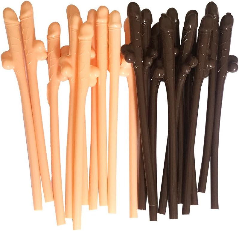 Bachelorette Party - Sipping Straws Beige & Brown - 20 Fun Party Pack for Hens Night
