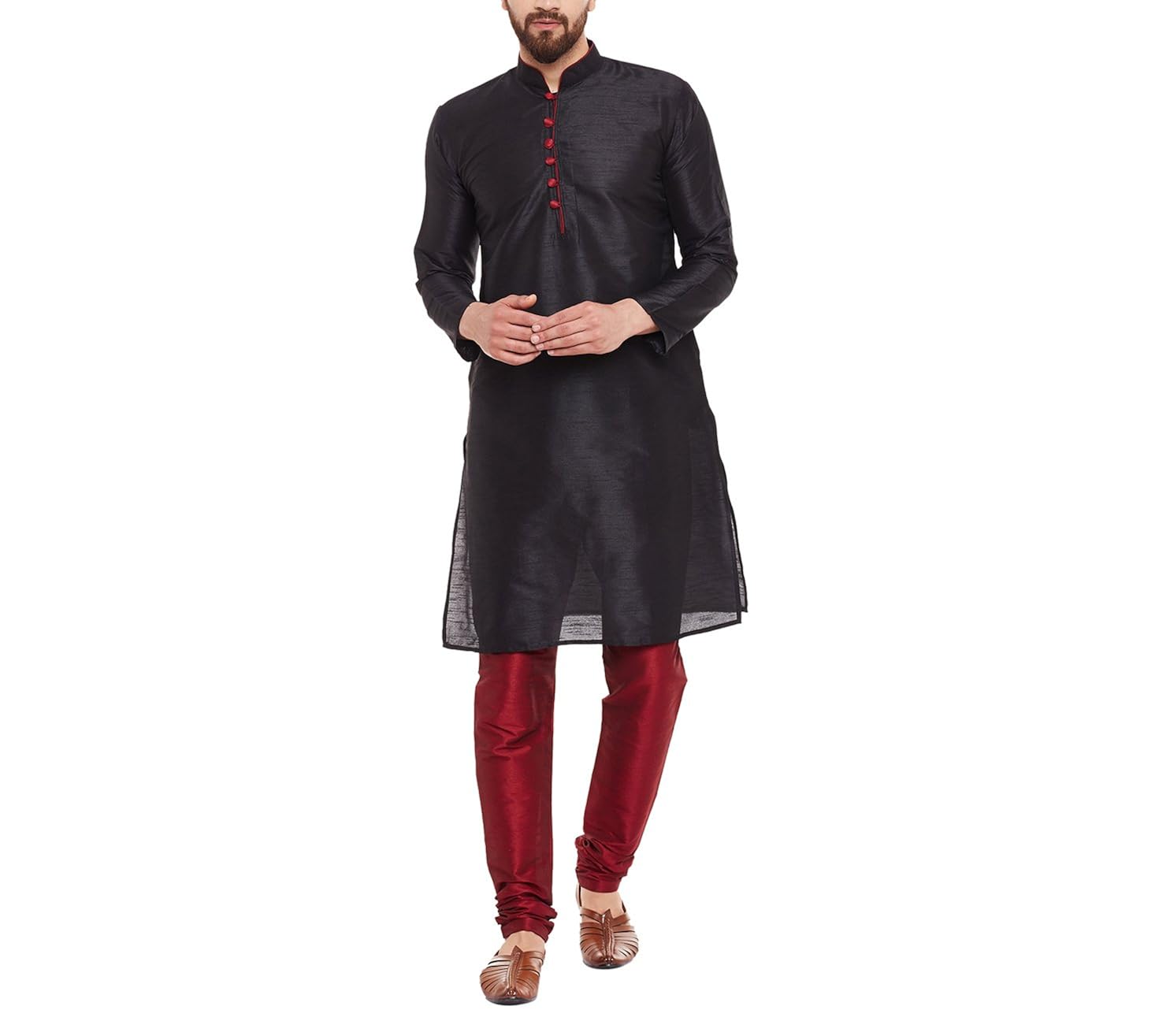 sojanya (since 1958) men's dupion silk kurta & churidaar pyjama