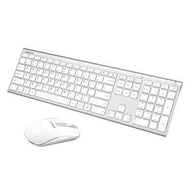 Wireless Keyboard and Mouse, Sonkir K-18 2.4GHz Ultra Thin Rechargeable Aluminum Full Size Keyboard Mouse Set for Windows, Laptop, PC, Notebook